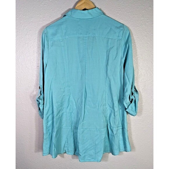 Soft Surroundings Tencel Lyocell Tunic Top Blue Size M Petite - Picture 2 of 7